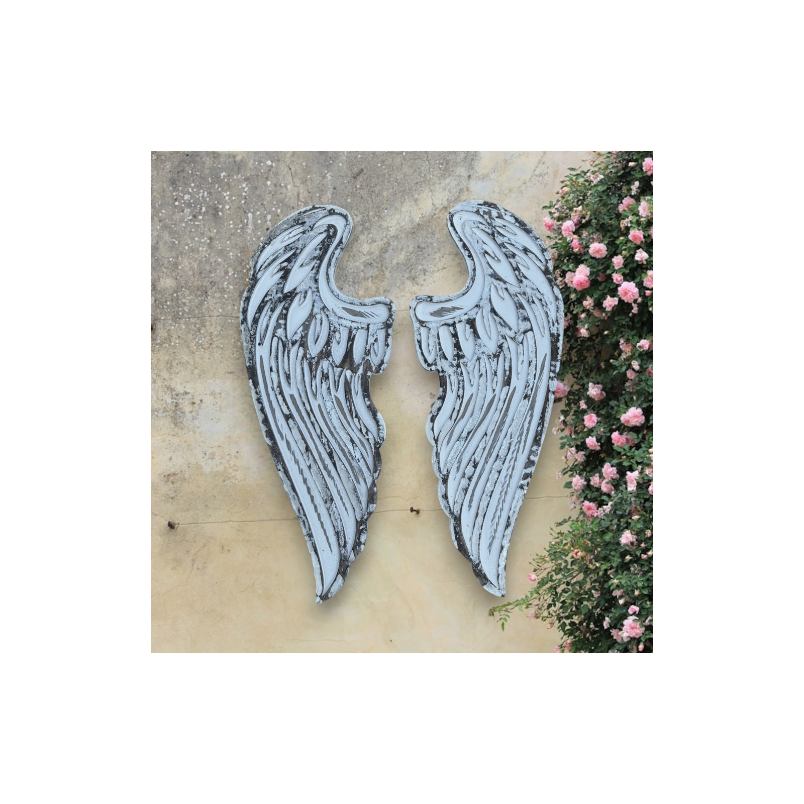 Pair Chamuel Angel Wings Antique White 